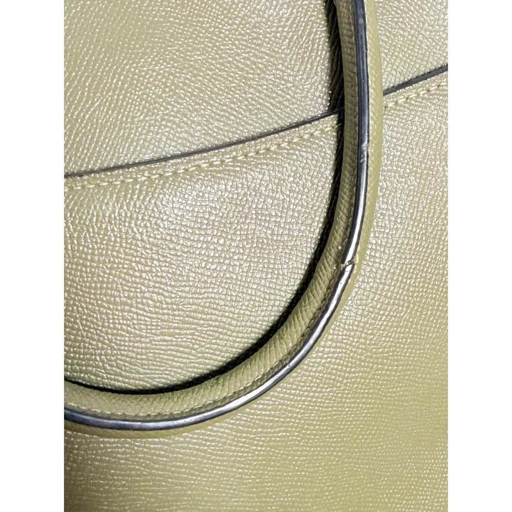 COACH Mini Lillie Carryall Crossgrain Leather Satchel Crossbody Dark Olive Green
